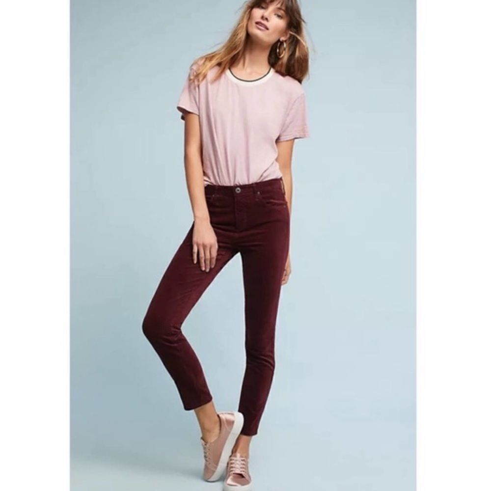 AG Adriana Goldschmied Stevie Ankle Slim Straight Velvet Pant Size 25